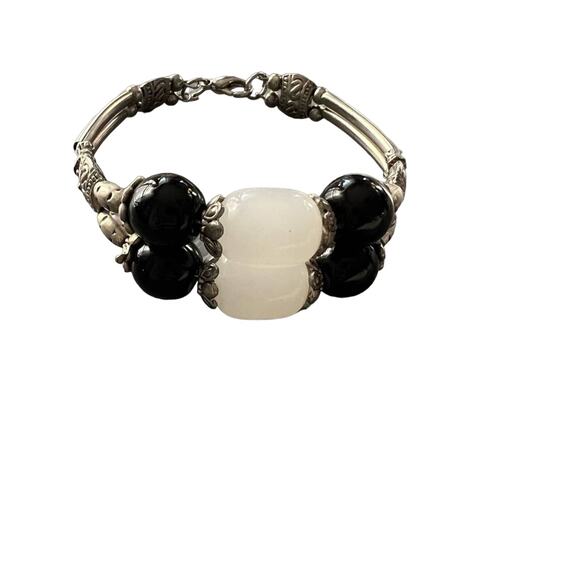 Polished Stones Silver Tone Bracelet - Picture 1 of 9